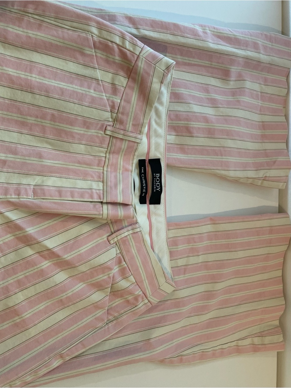Victoria's Secret Pink and Cream Striped Straight Leg Pants